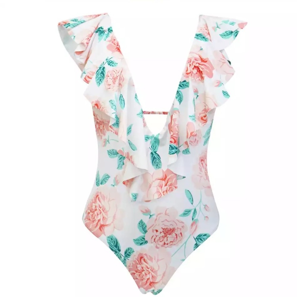 Rose Garden Floral Ruffled Swimsuit - Picture 4 of 6